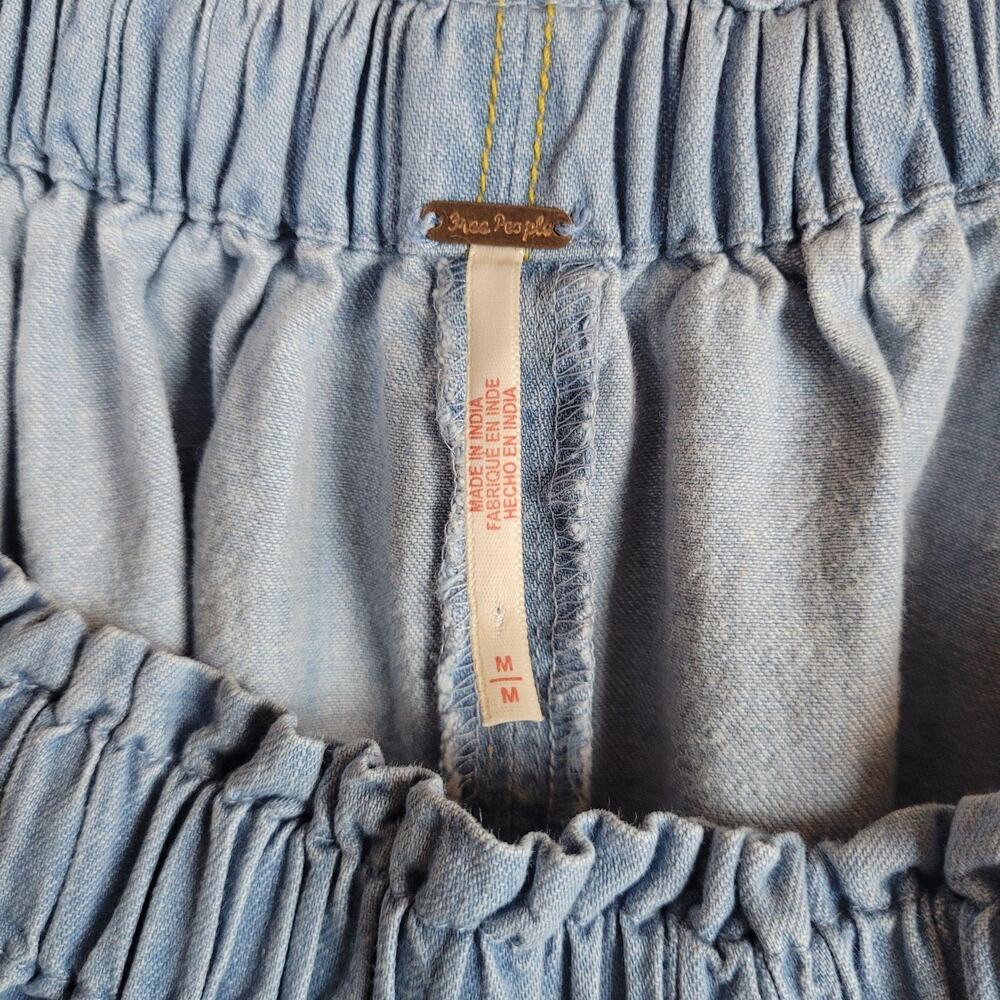 Free People Dress Medium Blue Denim Machu Barrel Relaxed Midi Boho Oversized - Picture 6 of 11